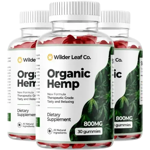 Wilder Leaf Co. Organic Hemp Gummies three-bottle package